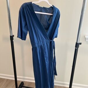 Hartford Deep Blue Wrap Midi Dress